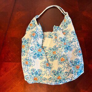 modaposa Lined Hobo Beach Bag with Zip Closure in blue